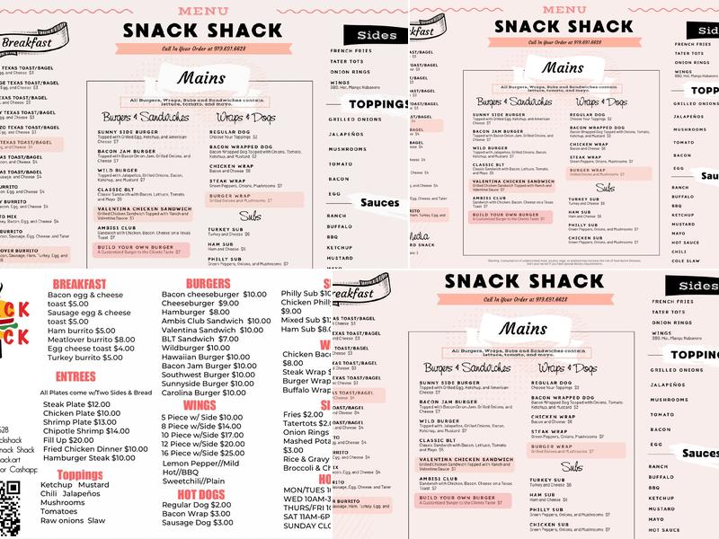 Snacks on the go Menu