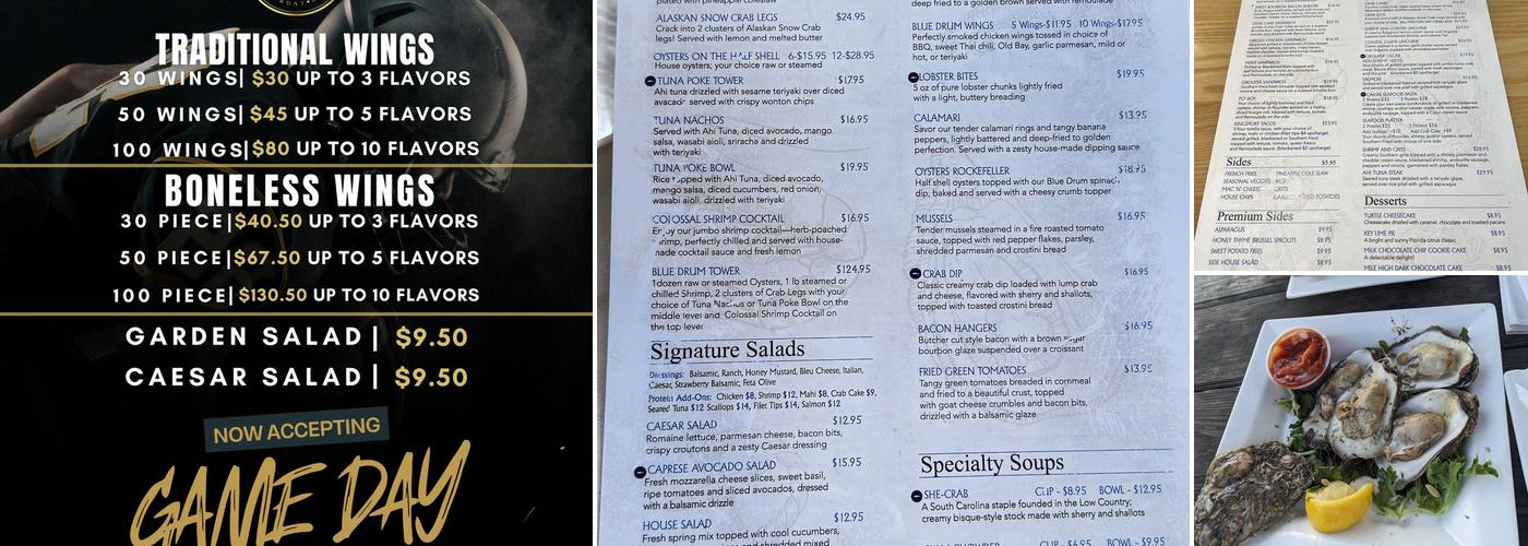 Blue Drum Waterfront Menu