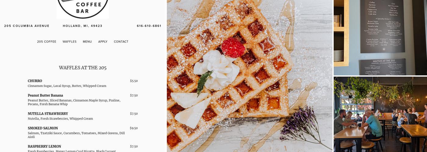 WAFFLES AT THE 205 Menu