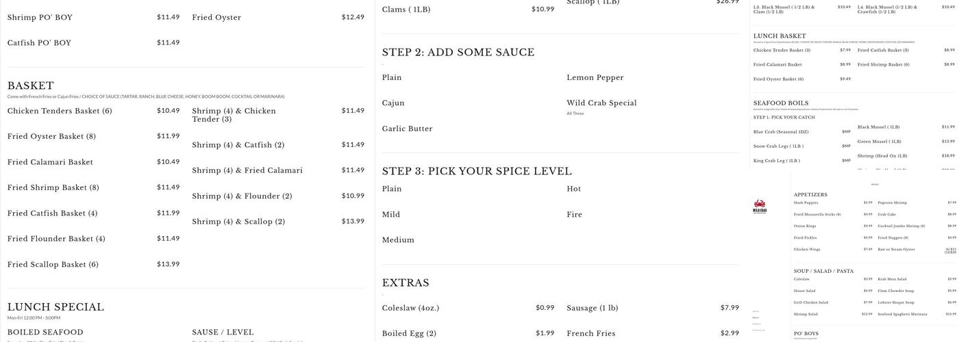Wild Crab Menu