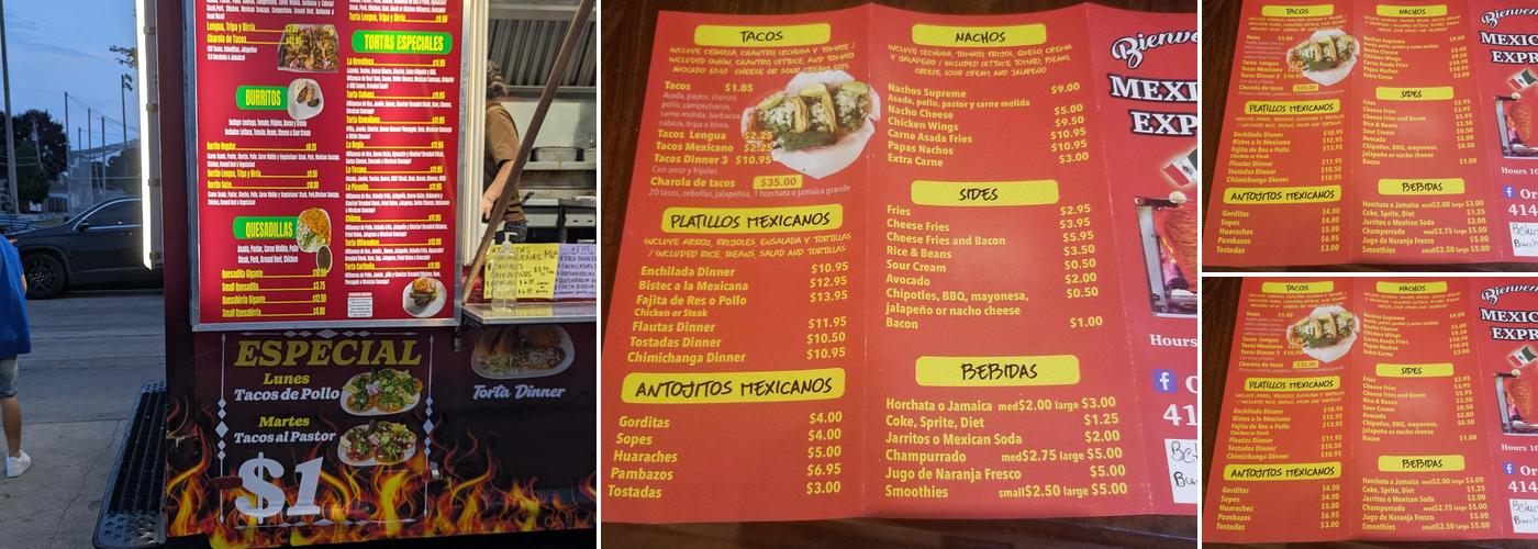 Mexicano Express Menu