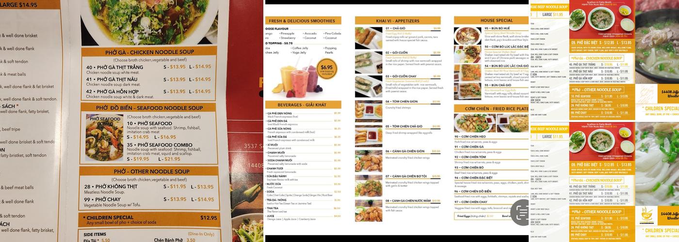 Pho Golden Xpress Menu