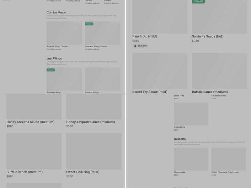 It's Just Wings Menu