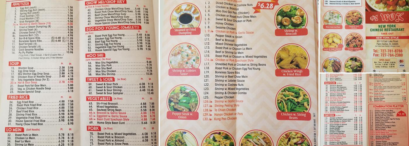 Number One Wok Menu