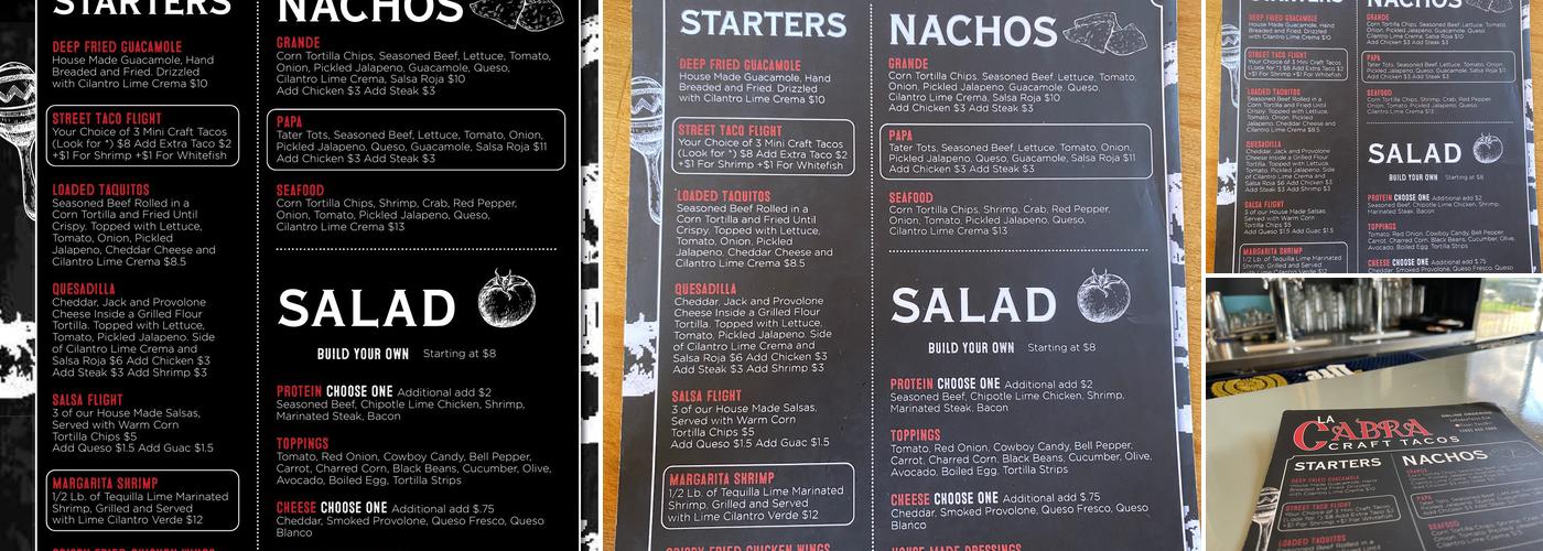 La Cabra Craft Tacos Menu