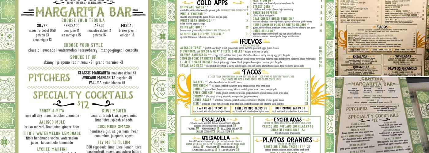 Avocado Cantina Menu