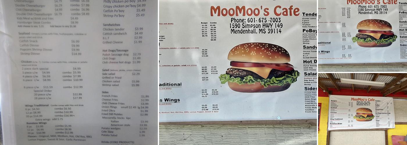 Moo moo cafe Menu