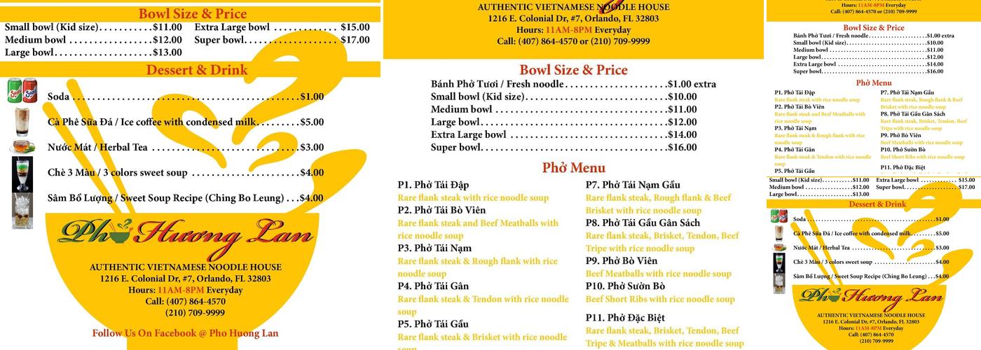 Pho #7 Menu
