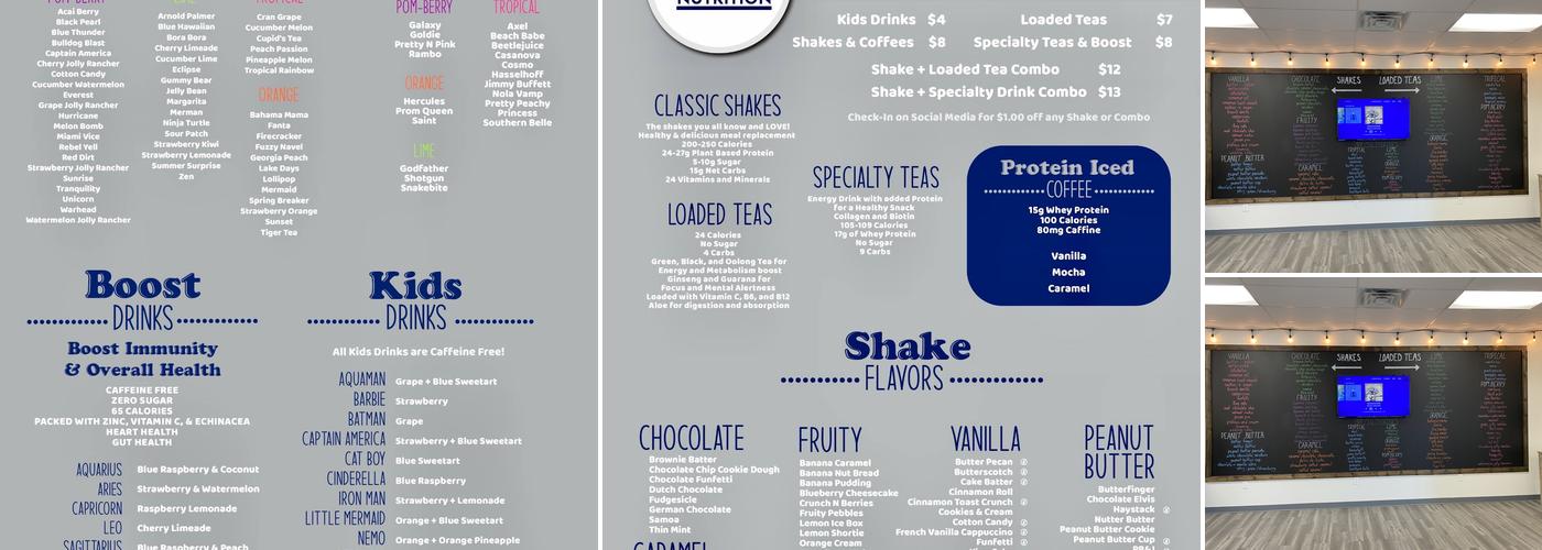 Admiral Nutrition Menu