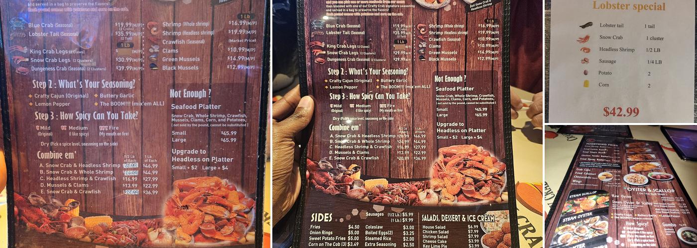 Crafty Crab Menu