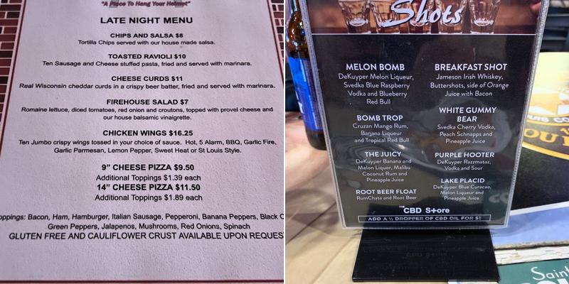 Buzz's Firehouse Bar Menu