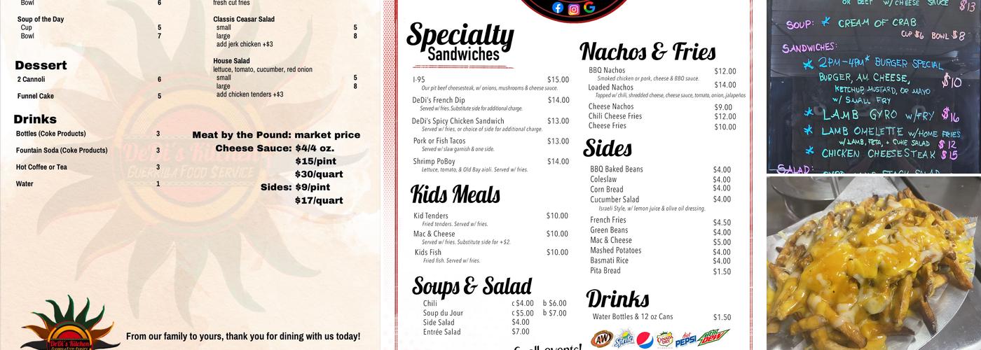DeDi's Kitchen Menu