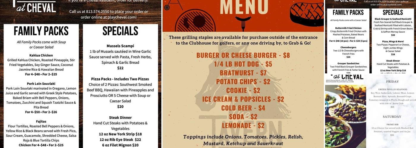 The Tavern at Cheval Menu