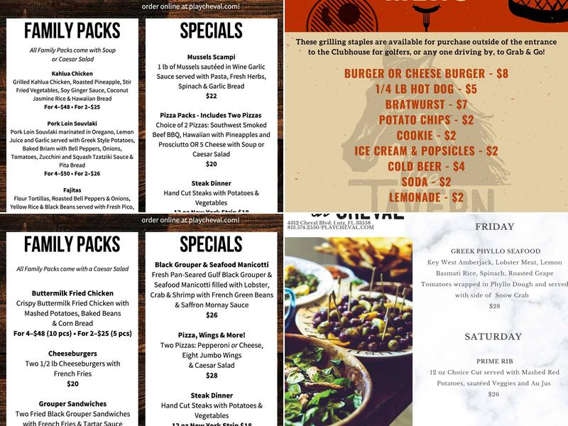 The Tavern at Cheval Menu