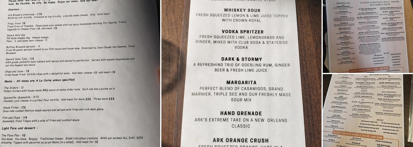 Ark Brew Pub Menu