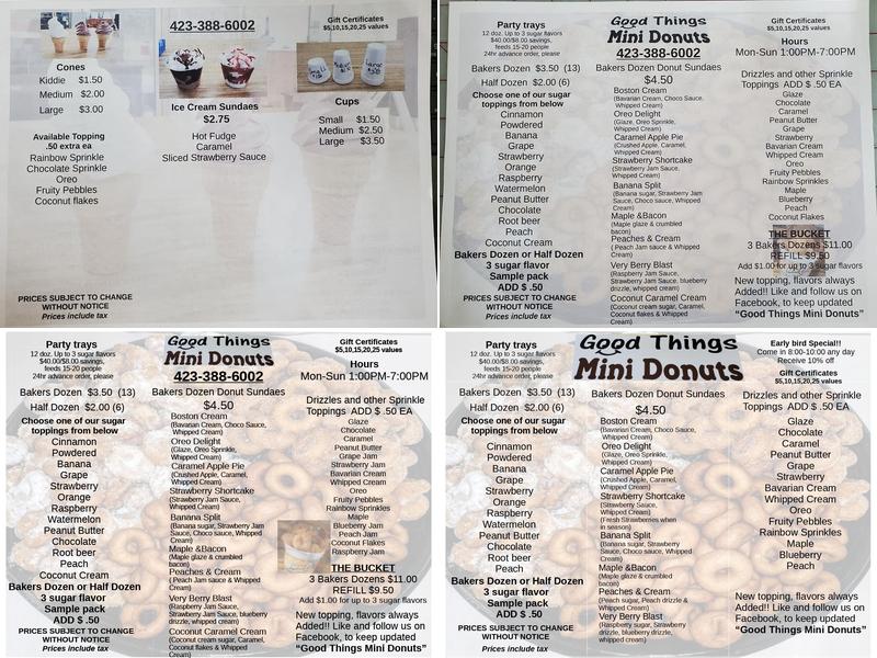 Good Things Mini Donuts Menu