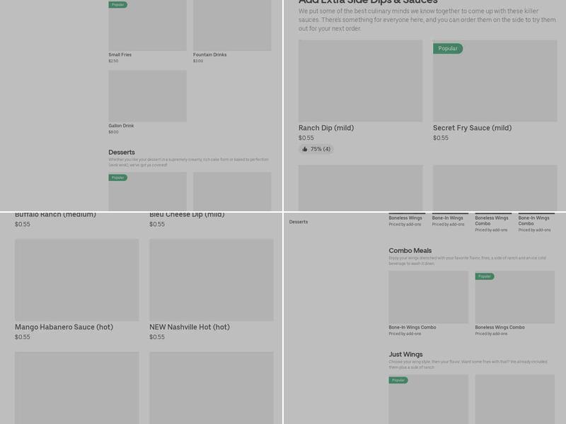 It's Just Wings Menu