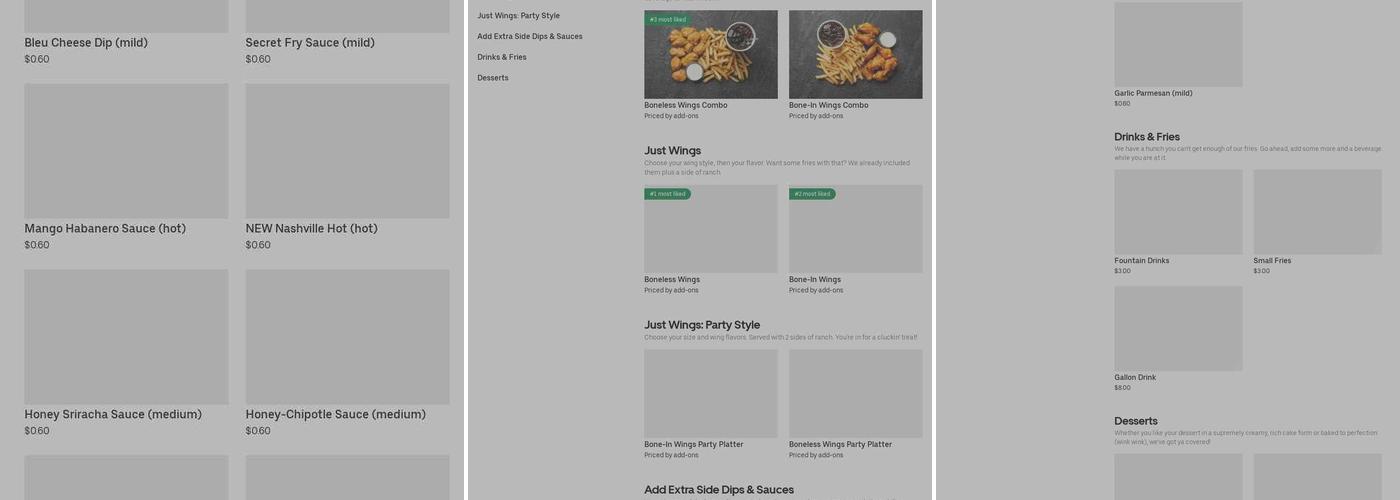 It's Just Wings Menu