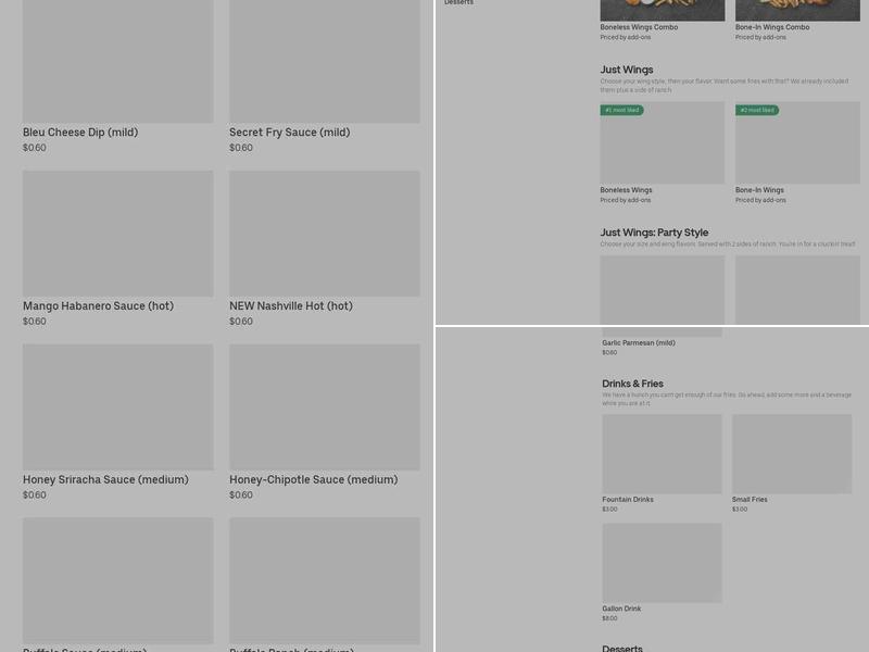 It's Just Wings Menu