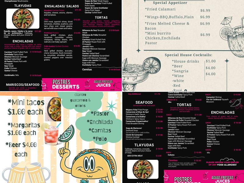 Los Rivera cafe Menu