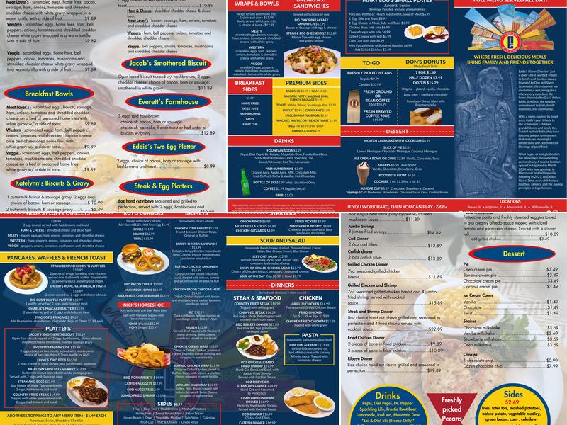 Eddie's Rise N' Dine Menu
