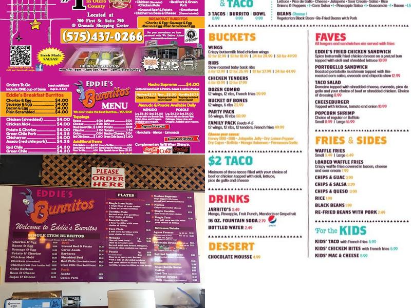 Eddie's Bones and Burritos Menu