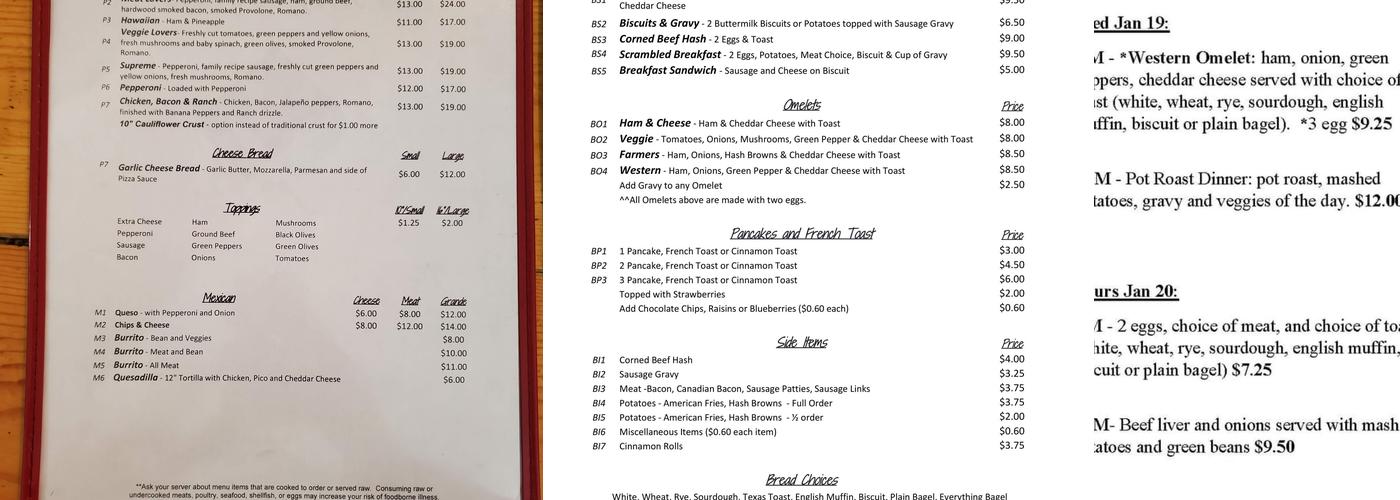 Brooks Corner Menu