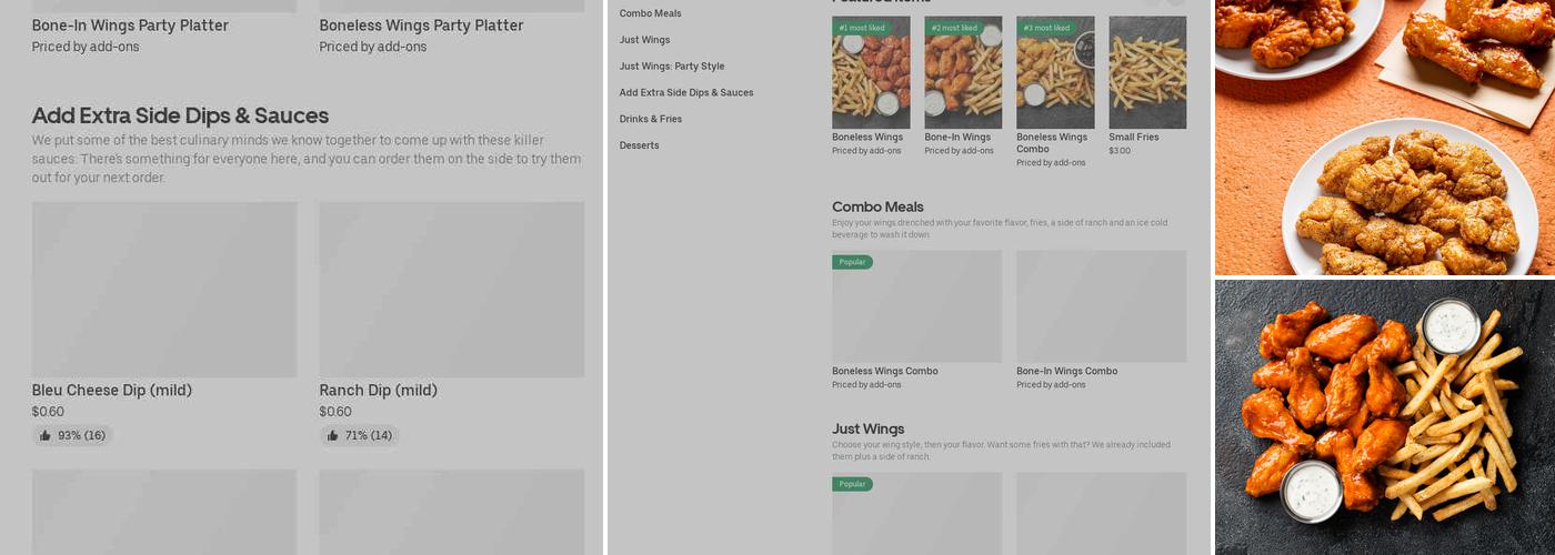 It's Just Wings Menu