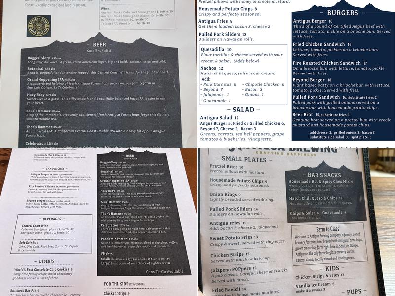 Antigua Brewing Company Menu