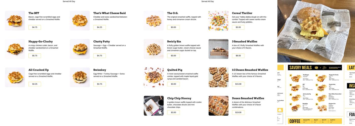 Smashed Waffles Menu