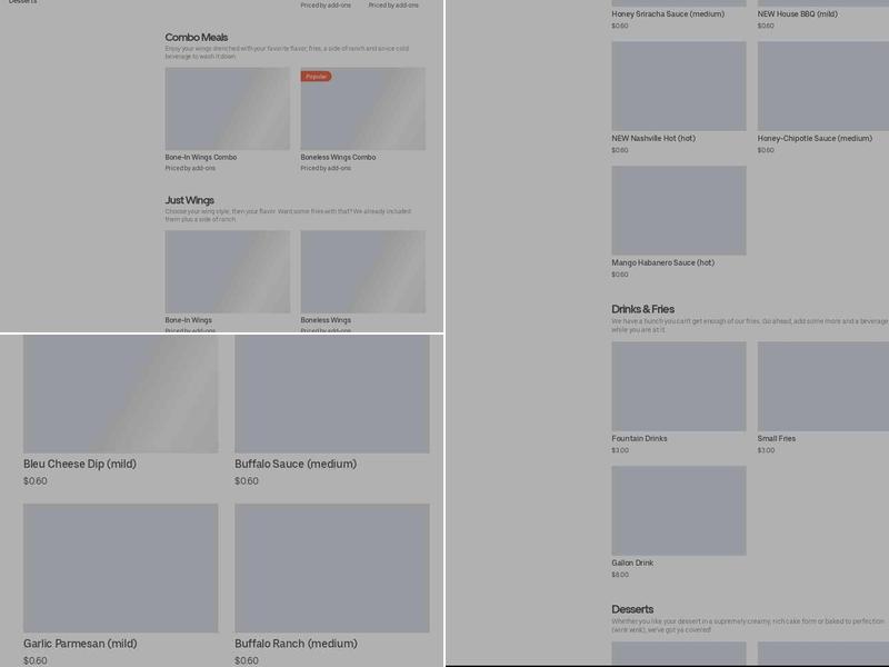 It's Just Wings Menu