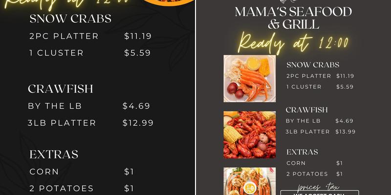 Mama's Seafood & Grill Menu