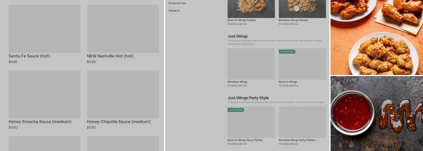 It's Just Wings Menu