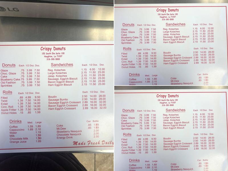 Crispy Donut Menu