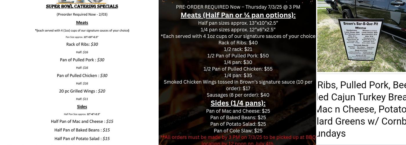 Brown's BBQ Pit Menu