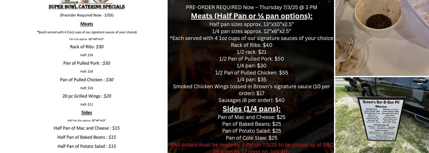 Brown's BBQ Pit Menu