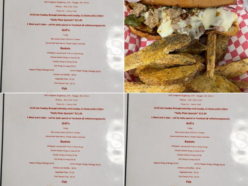 GW & JO’S CAFE’ Menu