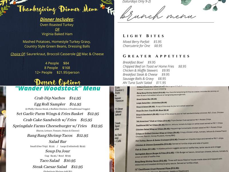 Happenings Event Planning Menu