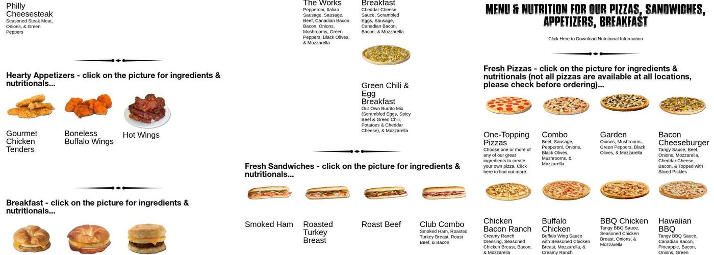 Piccadilly Circus Pizza Menu