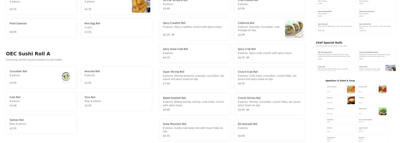 OEC Japanese Express Menu