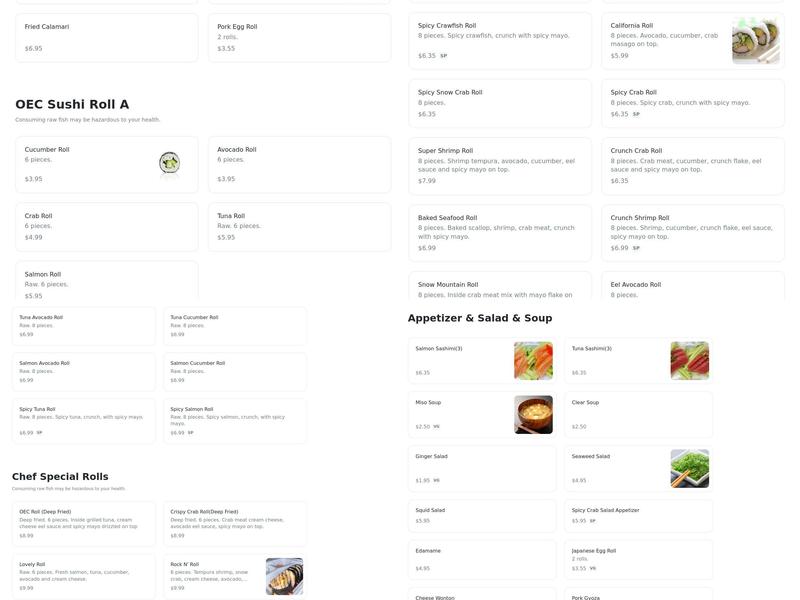 OEC Japanese Express Menu