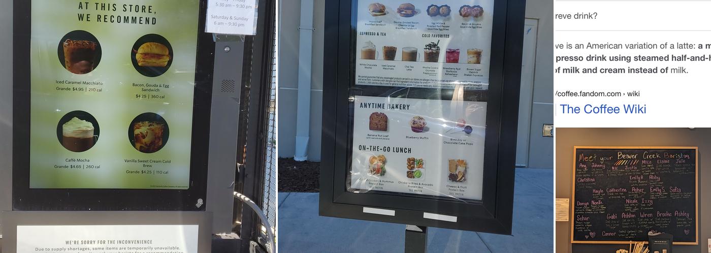 Starbucks Menu