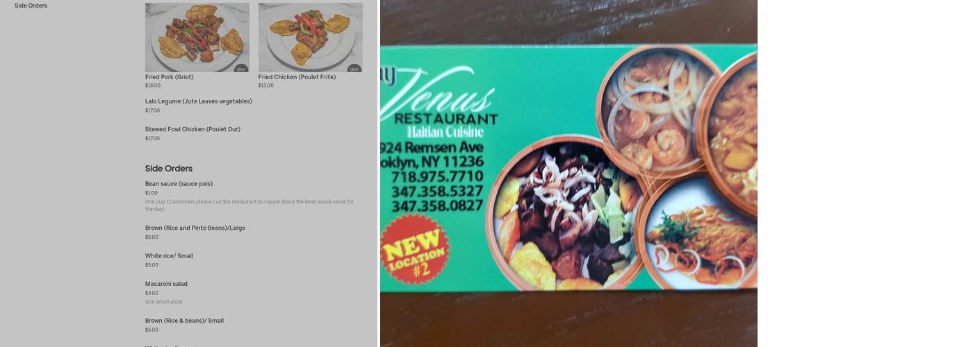 Venus Menu