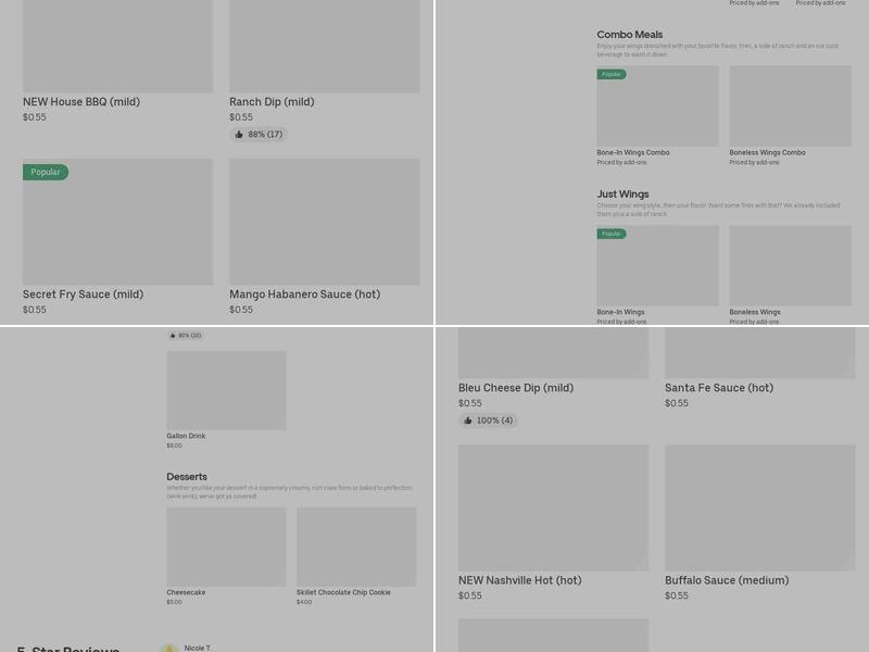 It's Just Wings Menu