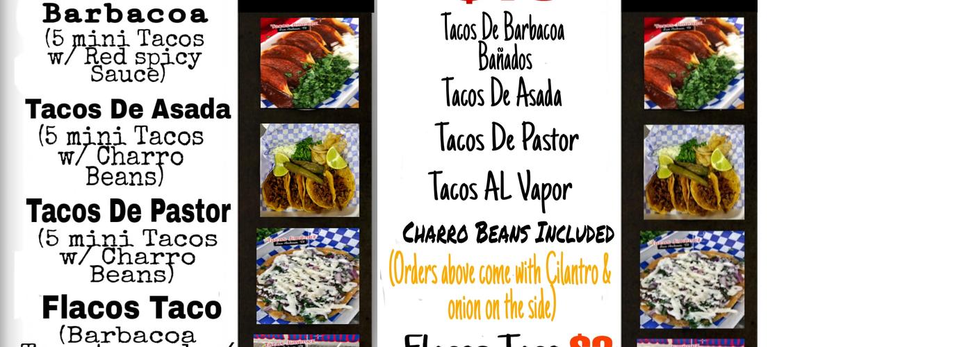 Taco's Jimenez Menu