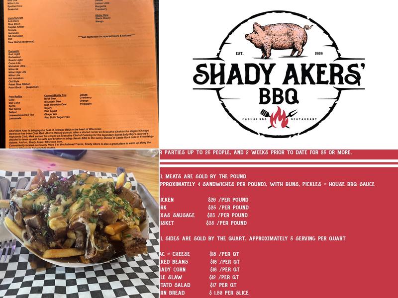 Shady Akers' BBQ Menu