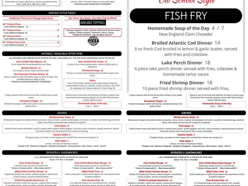 Game On Bar and Grill Menu