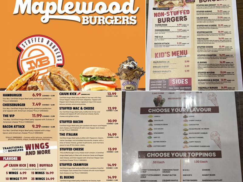 Maplewood Burgers Moss Bluff Menu