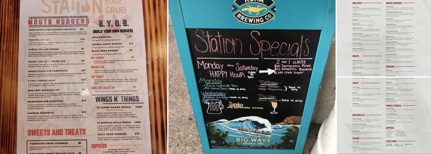 The Station Bar & Grub Menu