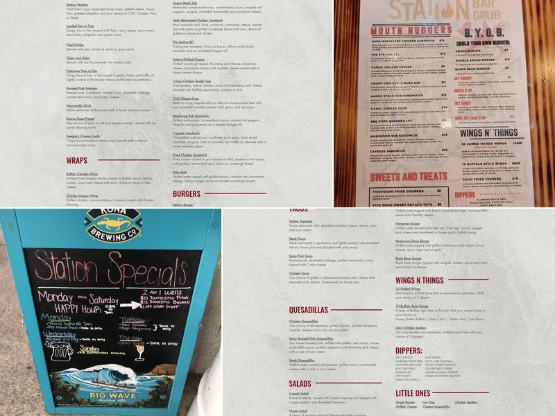 The Station Bar & Grub Menu